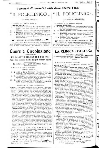 Il policlinico. Sezione pratica periodico di medicina, chirurgia e igiene