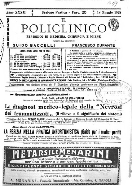 Il policlinico. Sezione pratica periodico di medicina, chirurgia e igiene