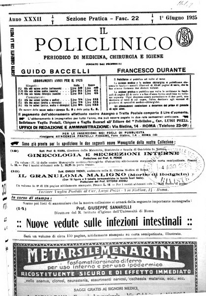 Il policlinico. Sezione pratica periodico di medicina, chirurgia e igiene