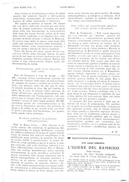 Il policlinico. Sezione pratica periodico di medicina, chirurgia e igiene