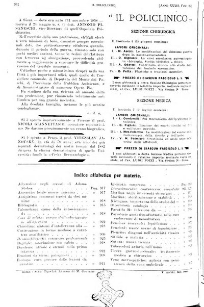 Il policlinico. Sezione pratica periodico di medicina, chirurgia e igiene