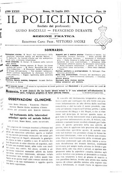 Il policlinico. Sezione pratica periodico di medicina, chirurgia e igiene