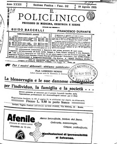 Il policlinico. Sezione pratica periodico di medicina, chirurgia e igiene