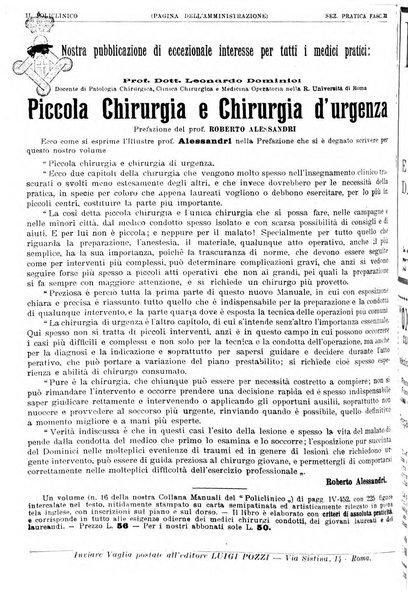 Il policlinico. Sezione pratica periodico di medicina, chirurgia e igiene