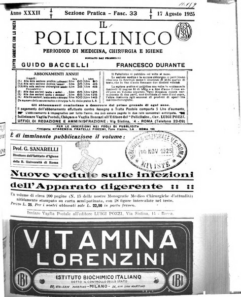 Il policlinico. Sezione pratica periodico di medicina, chirurgia e igiene