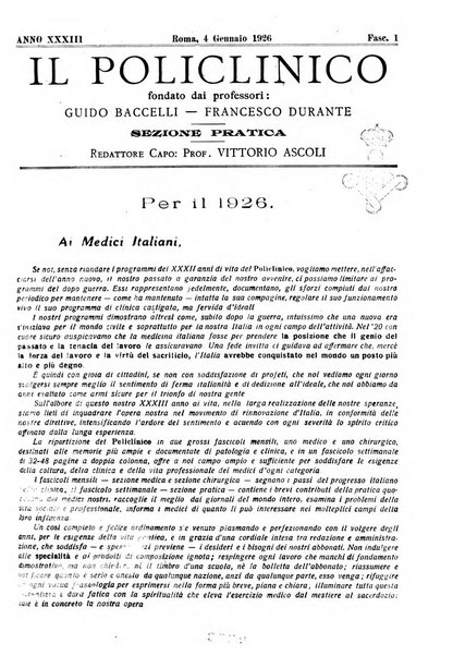 Il policlinico. Sezione pratica periodico di medicina, chirurgia e igiene