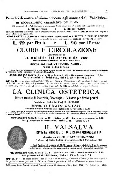 Il policlinico. Sezione pratica periodico di medicina, chirurgia e igiene