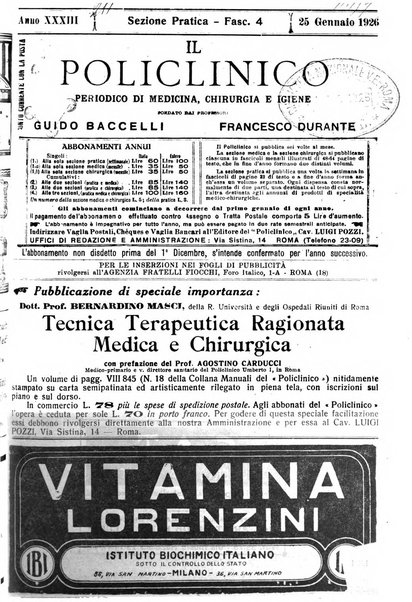 Il policlinico. Sezione pratica periodico di medicina, chirurgia e igiene