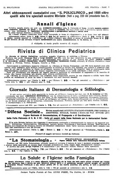 Il policlinico. Sezione pratica periodico di medicina, chirurgia e igiene