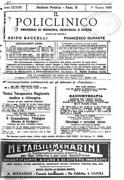 Il policlinico. Sezione pratica periodico di medicina, chirurgia e igiene