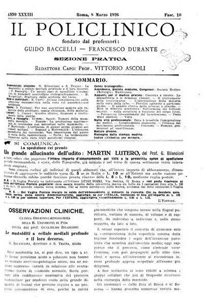 Il policlinico. Sezione pratica periodico di medicina, chirurgia e igiene