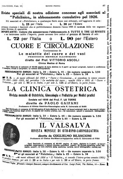 Il policlinico. Sezione pratica periodico di medicina, chirurgia e igiene