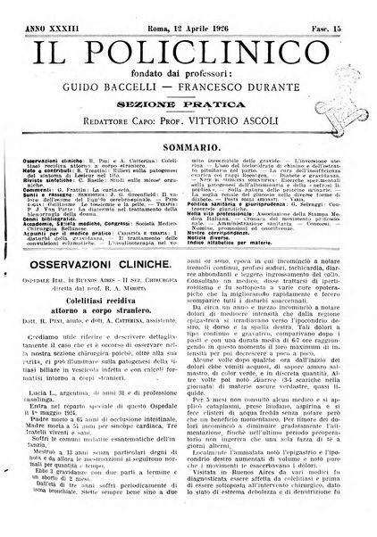 Il policlinico. Sezione pratica periodico di medicina, chirurgia e igiene