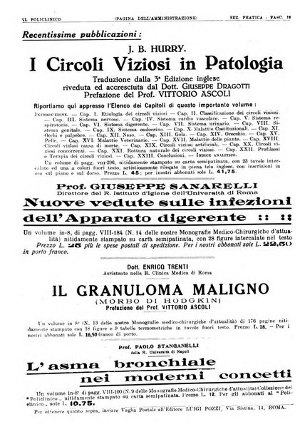 Il policlinico. Sezione pratica periodico di medicina, chirurgia e igiene