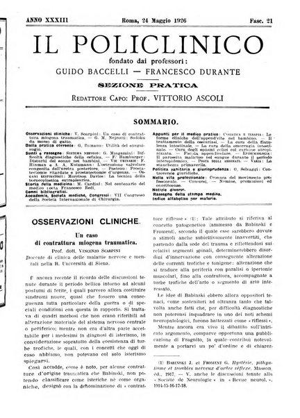 Il policlinico. Sezione pratica periodico di medicina, chirurgia e igiene