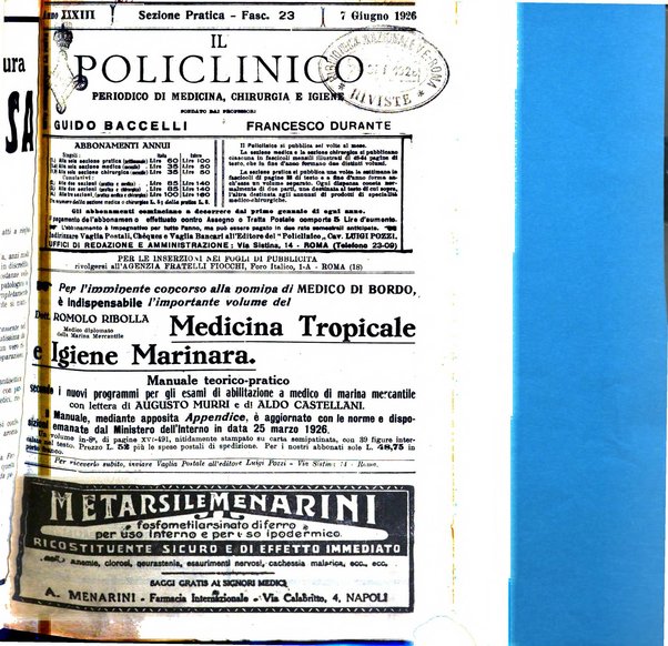 Il policlinico. Sezione pratica periodico di medicina, chirurgia e igiene