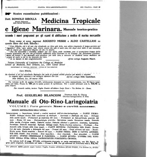 Il policlinico. Sezione pratica periodico di medicina, chirurgia e igiene