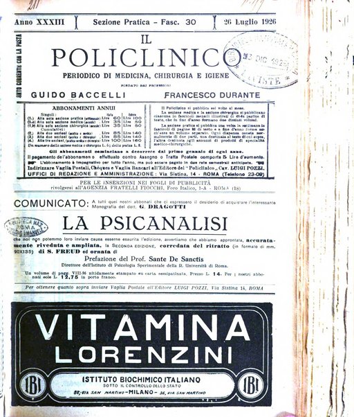 Il policlinico. Sezione pratica periodico di medicina, chirurgia e igiene