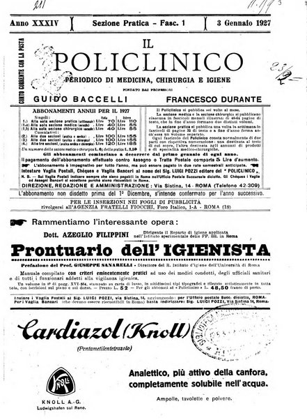 Il policlinico. Sezione pratica periodico di medicina, chirurgia e igiene