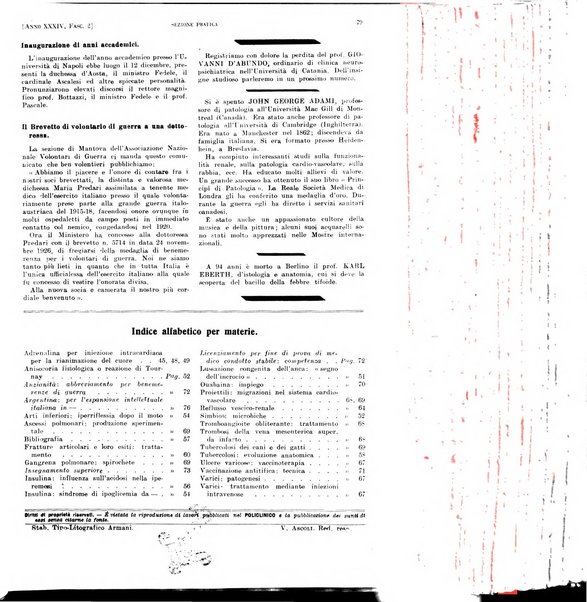 Il policlinico. Sezione pratica periodico di medicina, chirurgia e igiene