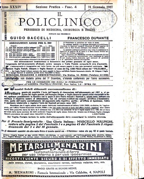 Il policlinico. Sezione pratica periodico di medicina, chirurgia e igiene