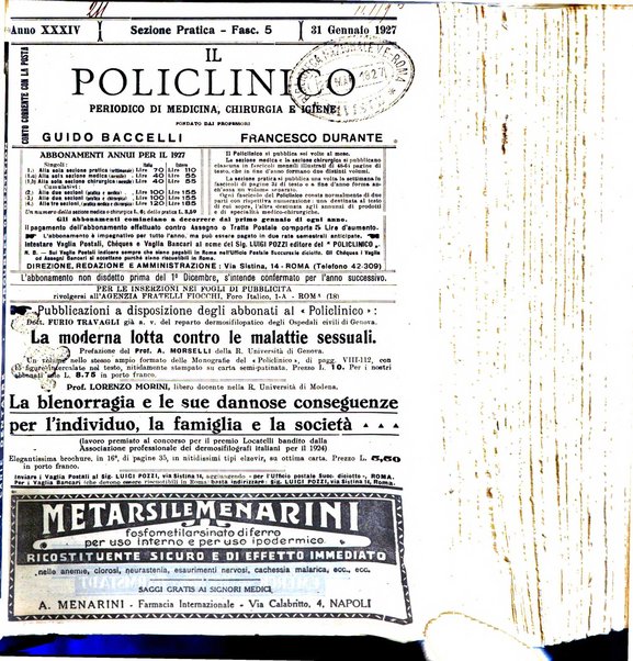 Il policlinico. Sezione pratica periodico di medicina, chirurgia e igiene