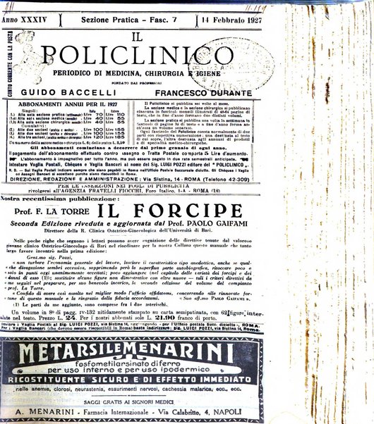 Il policlinico. Sezione pratica periodico di medicina, chirurgia e igiene