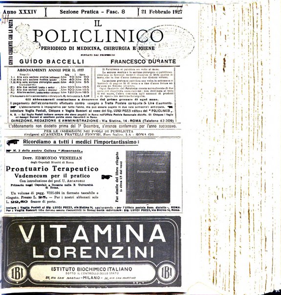 Il policlinico. Sezione pratica periodico di medicina, chirurgia e igiene