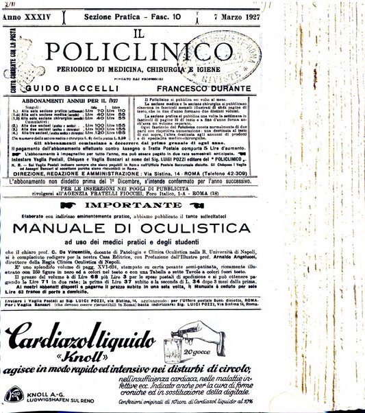 Il policlinico. Sezione pratica periodico di medicina, chirurgia e igiene