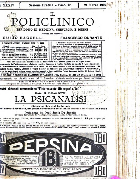 Il policlinico. Sezione pratica periodico di medicina, chirurgia e igiene