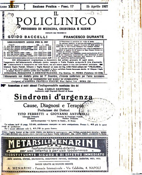 Il policlinico. Sezione pratica periodico di medicina, chirurgia e igiene