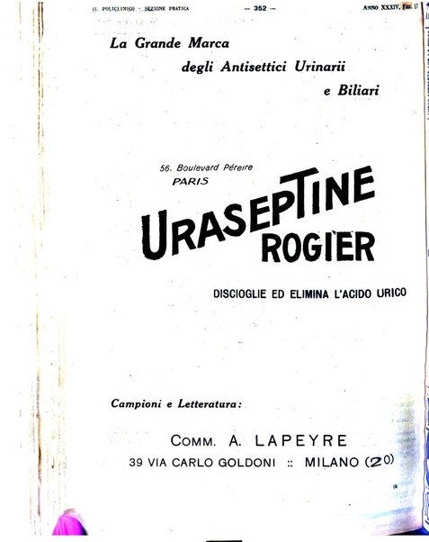 Il policlinico. Sezione pratica periodico di medicina, chirurgia e igiene