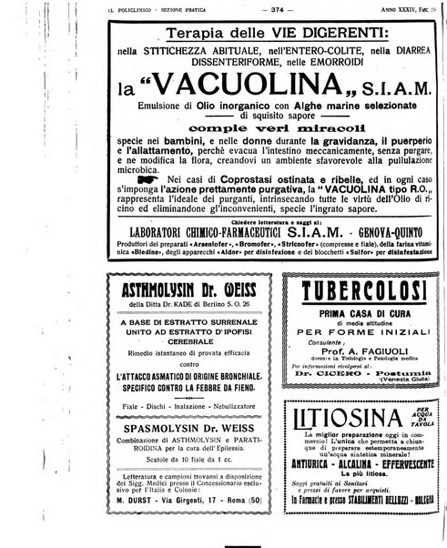 Il policlinico. Sezione pratica periodico di medicina, chirurgia e igiene