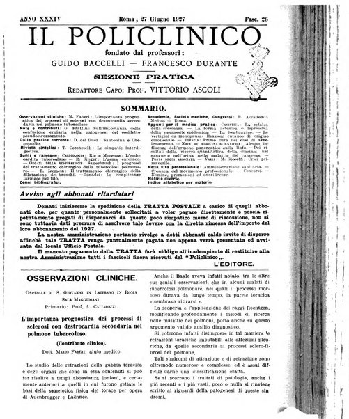 Il policlinico. Sezione pratica periodico di medicina, chirurgia e igiene