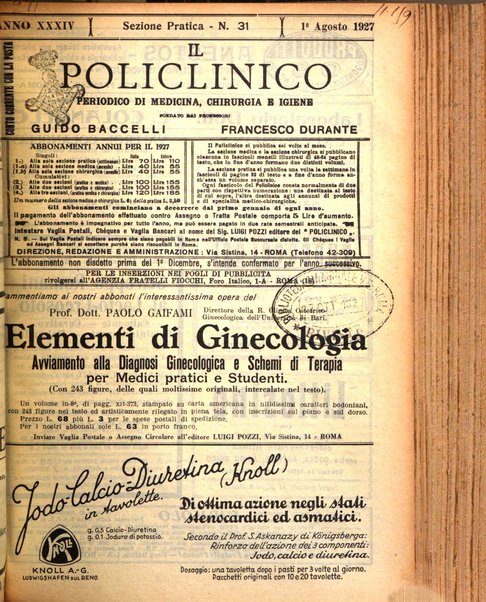 Il policlinico. Sezione pratica periodico di medicina, chirurgia e igiene