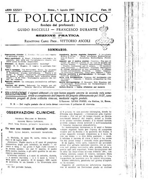 Il policlinico. Sezione pratica periodico di medicina, chirurgia e igiene