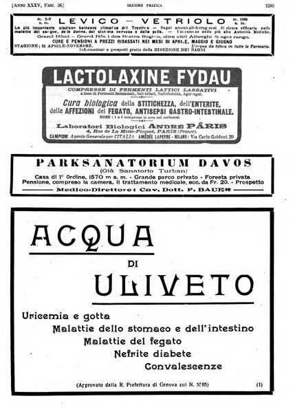 Il policlinico. Sezione pratica periodico di medicina, chirurgia e igiene