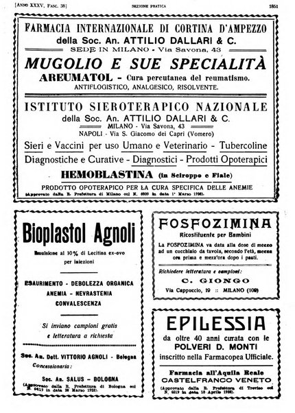 Il policlinico. Sezione pratica periodico di medicina, chirurgia e igiene