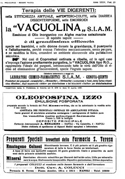 Il policlinico. Sezione pratica periodico di medicina, chirurgia e igiene