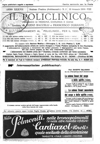 Il policlinico. Sezione pratica periodico di medicina, chirurgia e igiene