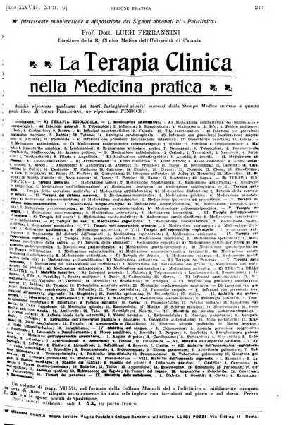 Il policlinico. Sezione pratica periodico di medicina, chirurgia e igiene