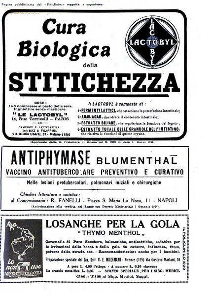 Il policlinico. Sezione pratica periodico di medicina, chirurgia e igiene