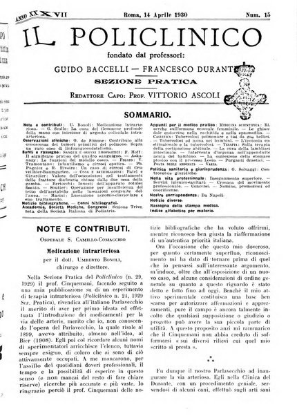 Il policlinico. Sezione pratica periodico di medicina, chirurgia e igiene