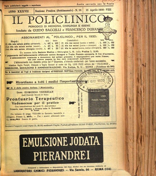 Il policlinico. Sezione pratica periodico di medicina, chirurgia e igiene