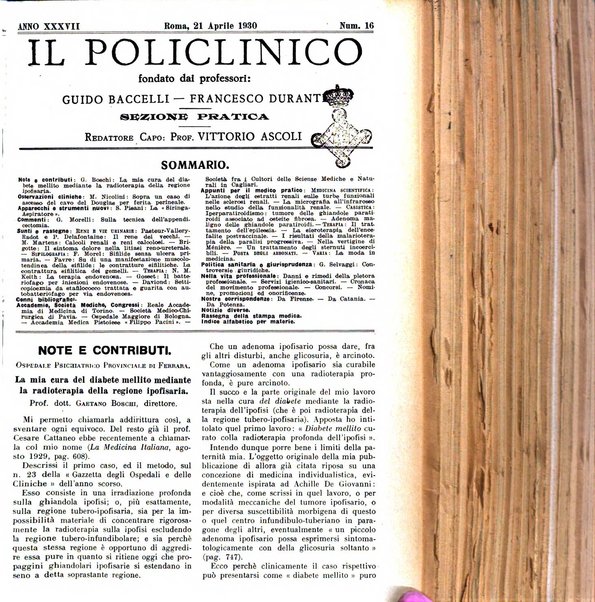 Il policlinico. Sezione pratica periodico di medicina, chirurgia e igiene