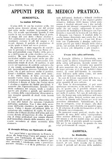 Il policlinico. Sezione pratica periodico di medicina, chirurgia e igiene