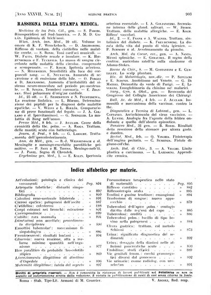 Il policlinico. Sezione pratica periodico di medicina, chirurgia e igiene