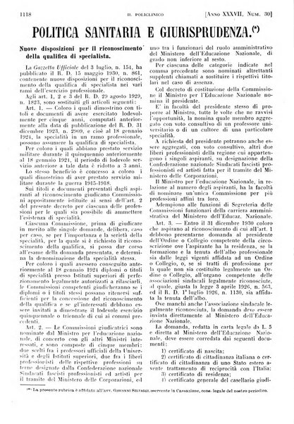 Il policlinico. Sezione pratica periodico di medicina, chirurgia e igiene