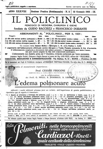 Il policlinico. Sezione pratica periodico di medicina, chirurgia e igiene