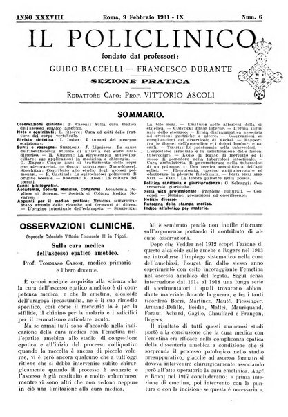 Il policlinico. Sezione pratica periodico di medicina, chirurgia e igiene